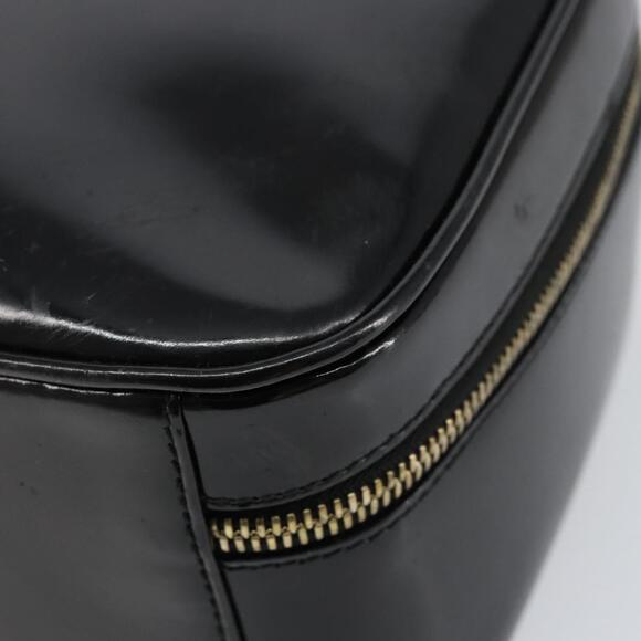 GUCCI Vanity Hand Bag Enamel Black Gold 000 2040 0323 Auth ep12198